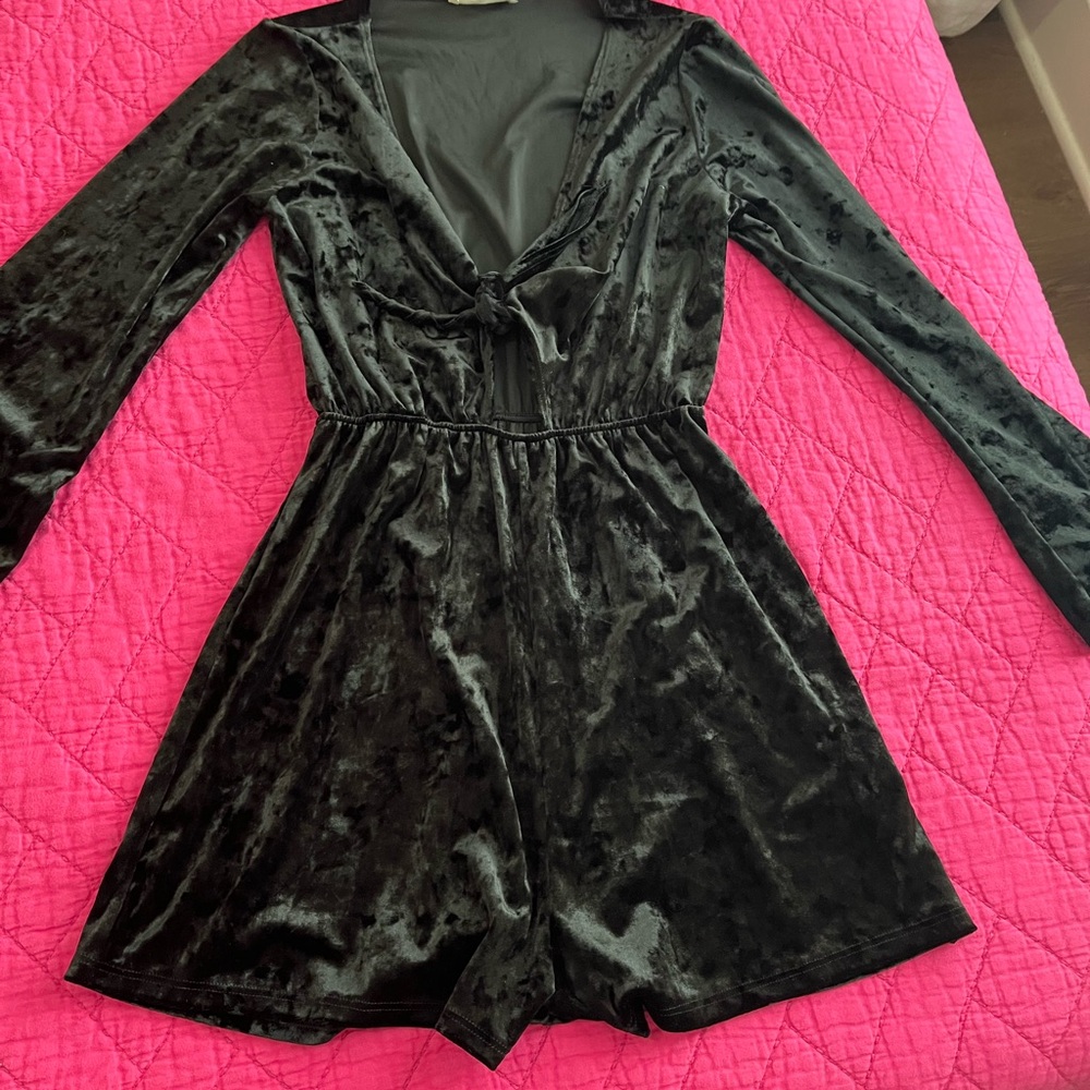 Chic Black Velvet Romper
